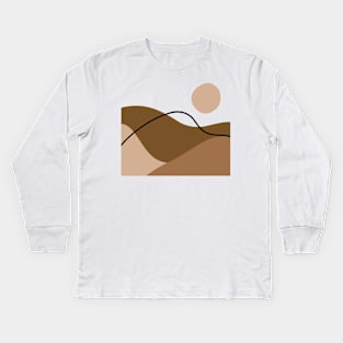 Boho Abstract Artl Landscape Sunset Mountains Design Kids Long Sleeve T-Shirt